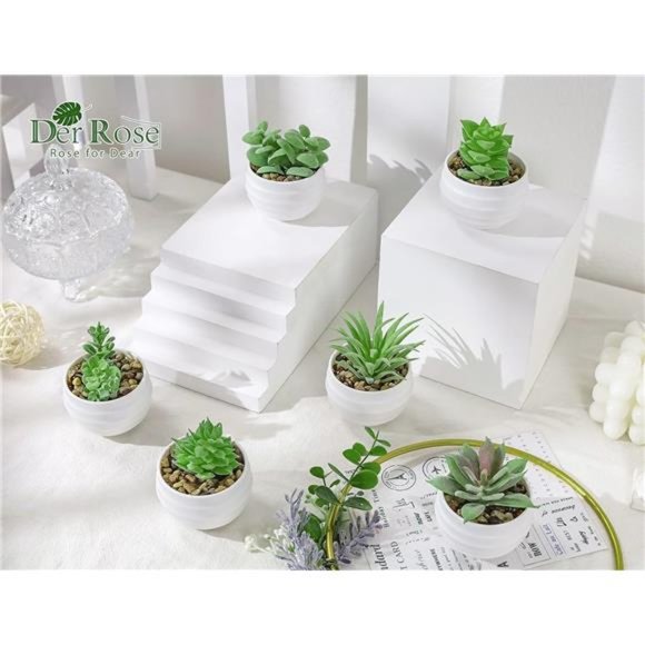 Set of 6 Succulents Plants Artificial in Pots Small Fake Plants for Bedroom Etc - Picture 6 of 6